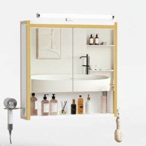 Badezimmerschrank mit LED-Beleuchtung und E1-MDF-Konstruktion, ideal für kleine Bäder und moderne Wohnkultur