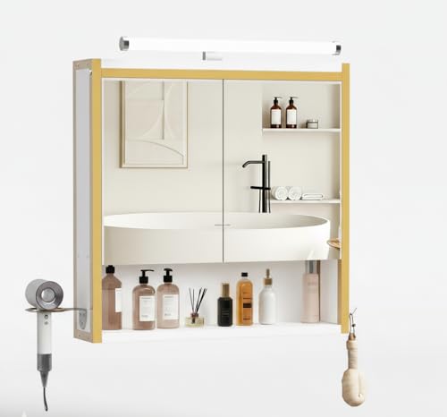 Badezimmerschrank mit LED-Beleuchtung und E1-MDF-Konstruktion, ideal für kleine Bäder und moderne Wohnkultur
