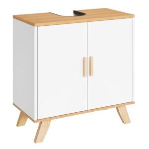 Eugad Waschbeckenunterschrank mit 2 Türen, weiß, 60 x 30 x 60 cm, Badezimmer, Schrank, Unterschrank, Weiß