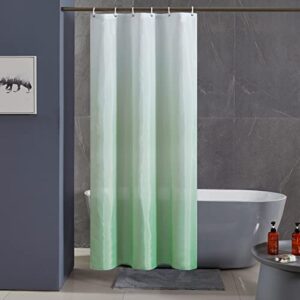 Furlinic Duschvorhang 100x200cm, Anti-Schimmel, Wasserdicht und Waschbar, Badvorhang in Badezimmer für Badewanne und Dusche, Textil aus Stoff Weiss nach Grün mit 6 Duschvorhangringen