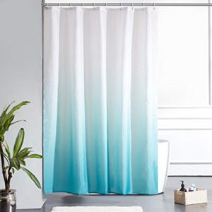 Dusche, Duschvorhang, Badvorhang, Textil, Polyester, Stoff, Schimmelresistent, Wasserdicht, Waschbar, 150x180 cm, Weiß, Aquamarine, 10 Duschvorhangringen