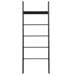 Schwarze Handtuchleiter mit 5 abnehmbaren Haken, ideal für Badetücher, Kleidung und Zeitungen