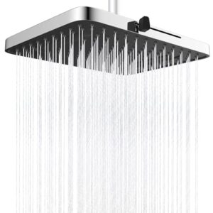 Hibbent 13 Zoll Regenduschköpfe, 5 Sprüher Regenfall-Duschkopf, Quadratische Einbau-Duschköpfe, Schwenkbarer Strahlwinkel, üppiges Duscherlebnis