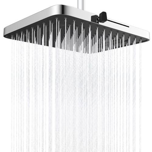 Hibbent 13 Zoll Regenduschköpfe, 5 Sprüher Regenfall-Duschkopf, Quadratische Einbau-Duschköpfe, Schwenkbarer Strahlwinkel, üppiges Duscherlebnis