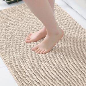 Homaxy Chenille Badezimmerteppich, rutschfeste Badematte mit saugfähigen Eigenschaften, Weichbadvorleger für ein sicheres und bequemes Badeerlebnis