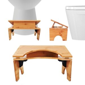 Ergonomischer Toilettenhocker aus Bambus mit 4 Gängen und Neigungsverstellung für ein bequemes Bad-Erlebnis