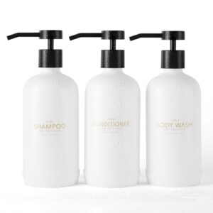 Duschspender-Set mit 3 nachfüllbaren Shampoo-Flaschen und rutschfestem Silikon-Pad für Badezimmer