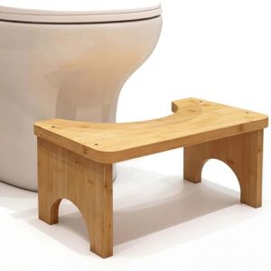Bambus-Toilettenhocker mit ergonomischer Form und rutschfestem Design für Erwachsene, kompakter Entwurf für Badezimmer