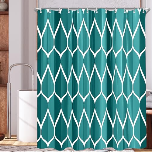Hochwertiger Duschvorhang 180x200 cm mit Blau-Grün-Diamant-Muster, wasserabweisend und antibakteriell, ideal für Badezimmer oder Badewanne