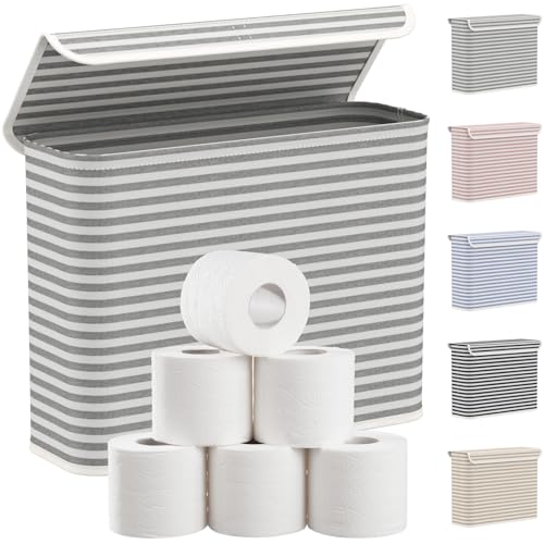 Lifewit Toilettenpapier Aufbewahrung 22L, Faltbarer Stoffkorb mit Deckel für Toilettenpapier und Organisation von Handtüchern und Toilettenartikeln, Grau