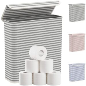 Toilettenpapier-Aufbewahrung für 12 bis 16 Rollen, Faltbarer Toilettenpapierkorb aus Stoff mit Deckel für Toilettenpapier und Organisation für Handtücher und Toilettenartikel, Grau