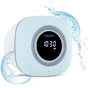 Medion S66884 Duschradio mit Bluetooth, Badradio, UKW Radio und LED-Display, IPX6 wasserdicht und integrierter Akku in blauer Farbe