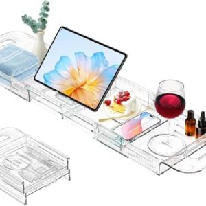 Elegantes Badewannenablagen-System aus Acryl, um Tabletts und Bücher unterzubringen - Transparenz für maximale Bequemlichkeit
