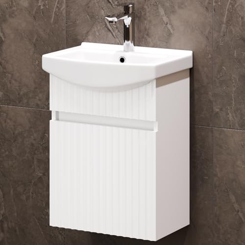 Waschbecken mit Unterschrank, weiß matt - Keramikwaschbecken für Gäste-WC oder Bad