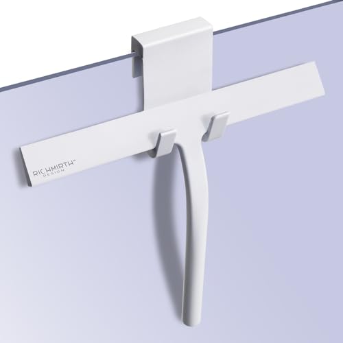Duschabzieher Set, Silikon Duschwischer, Fensterabzieher, Badezimmerwischer, Glasabzieher für die Dusche mit Edelstahlbeschlag in weißer Farbe