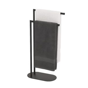 Relaxdays Handtuchständer aus Metall mit 2 Stangen für das Badezimmer, schwarz