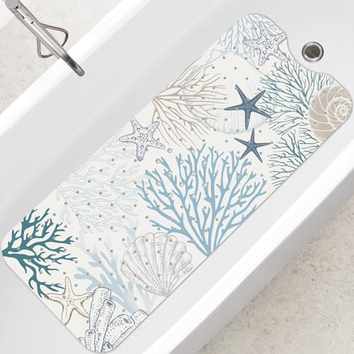 SHUCHING Badewannenmatte rutschfest für Erwachsene, 100 x 40 cm, rutschfeste Badematte, antirutschmatte für Badewanne, BPA frei, schimmelresistent und maschinenwaschbar