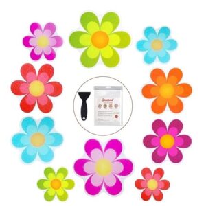 Badewannenaufkleber, 10 Stück, rutschfest, Sicherheits-Duschmatten, selbstklebend, helle Blumen und Applikationen
