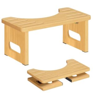 Robuster Holzfalten Toilettenhocker für Erwachsene, Tritthocker und Klohocker mit klassischem Design aus hochwertigem Bambus