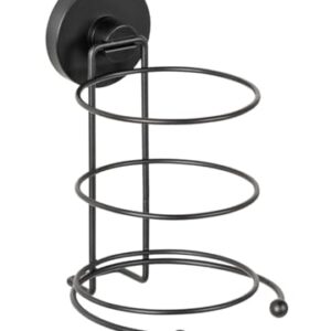 Haartrocknerhalter mit Vakuum-Saug-System, Badezimmer-Organisationslösung für Haartrockner, Stahl schwarz lackiert, Loft-Style-Design