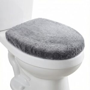 Toilettendeckelbezug, dunkelgraue Farbe, 38x29 cm groß, weiche Oberfläche, für Standard-Toilettensitzbezug geeignet