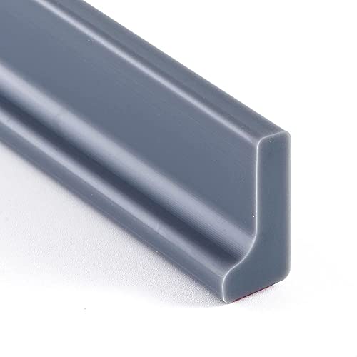 Zayejod 1M Schwallschutzleiste, Selbstklebend, Badezimmer, Wassersperre, Duschwasserdamm-Dichtleiste Silikon Duschschwelle Wasserstopper Abschlussleiste für Bad, Toilette, Küche, Grau