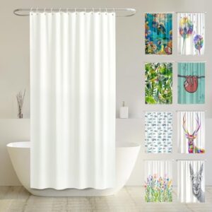 Whiter Duschvorhang aus recycelten Materialien, Anti-Bakteriell und Anti-Schimmel, Wasserdicht, Waschbar, 10 Ringe & E-Book enthalten
