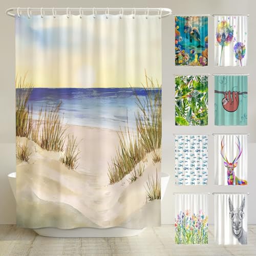 Meeresküste Anti-Schimmel Duschvorhang 180x200 cm, wasserdicht, waschbar und mit Öko-Tex Standard 100 zertifiziert