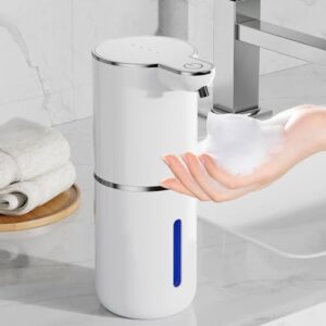 Automatischer Seifenspender, elektrischer Schaumseifenspender mit 4 Stufen Verstellung und USB Wiederaufladung. Geeignet für Badezimmer, Küche oder Geschirrspüler.