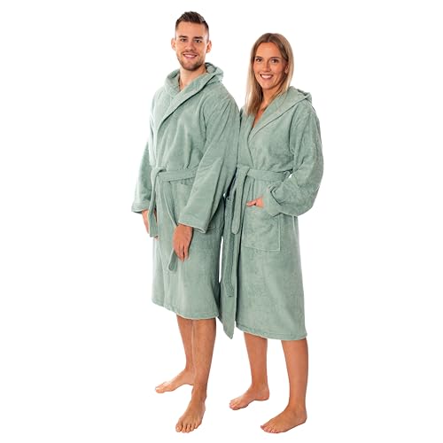 Bademantel für Damen und Herren aus 100% Baumwolle, weich und bequem, ideal für Sauna oder Zuhause, unisex Design