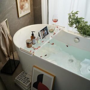 Badewannen-Caddy-Tablett mit goldenen Griffen für luxuriöses Badezimmer - moderner Ablage-Tisch für Badewanne und Dusche