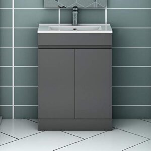 Badezimmer Badmöbel 60 cm Standschrank Waschtisch mit Unterschrank Anthrazit - modernes und elegantes Badezimmermöbel für ein sauberes und ordentliches Bad