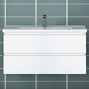 Badezimmer Badmöbel 100 cm Waschtisch mit Unterschrank Hängeschrank in Weiß - moderner Badeschrank für ein zeitloses Ambiente