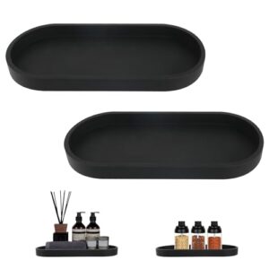 Zwei schwarze silikonne Badezimmerschalen, ovaler Form, für das Tablett im Bad oder als Deko auf dem Waschtisch oder in der Badewanne