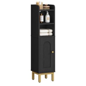 Badezimmerschrank mit vielen Vorteilen, schmal, platzsparend, für kleine Räume, einfache Montage, Schwarz-Gold