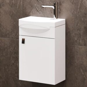 Badmöbel Set, Waschtisch mit Unterschrank in Weiß für Badezimmer und Gäste-WC - perfekt für kleine Räume mit genügend Platz und Aufbewahrungsfläche