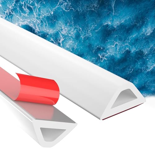Schwallschutzleiste für Dusche, Selbstklebendes Silikonmaterial, Weiß 100cm, Wasserstopper für Badezimmer und Duschen