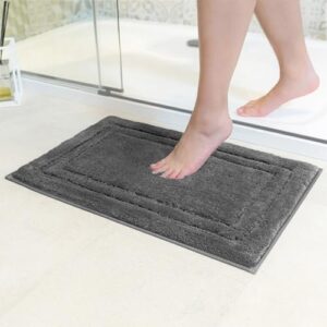 Decomira Badematte rutschfest als Badteppich Set kombinierbar WC-Teppich Badezimmer-Teppich Bad-Vorleger waschbar Duschvorleger waschbar Bad-Garnitur Dunkelgrau 40x60 cm