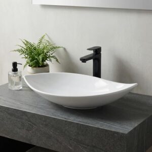 Design Waschbecken Aufsatzwaschbecken 66,5 x 40 cm lang und weiß. Modernes Design für jedes Bad mit glänzender Sanitärkeramik.