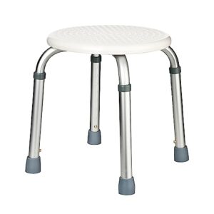 Bequemer Duschsitz für Senioren, höhenverstellbarer Badhocker mit runden Einfassung und weichem Sitz - ideal für ältere Menschen oder behinderte Personen bei der Dusche.