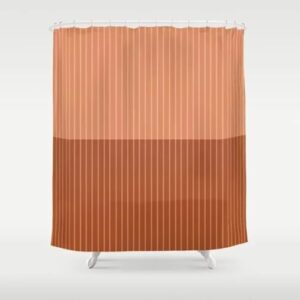 Duschvorhang 220x180 cm mit orangefarbene Streifen, modernes Textil, wasserdicht und waschbar, einfaches Design für Badezimmer