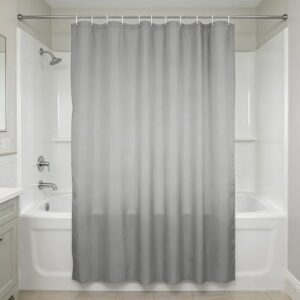 Duschvorhang-Set mit 12 Haken für Badezimmer, Badewanne und Dusche, wasserdicht, Design für Mütter (grau)