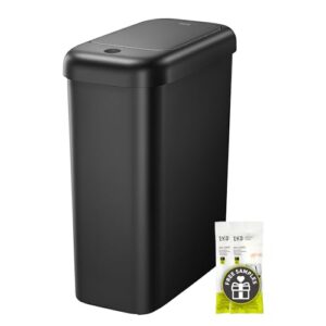 EKO Automatischer Badezimmer-Mülleimer mit Deckel, 10L Schlanker Sensor Abfalleimer für Bad, Büro und Küche, Soft Close, Schwarz, Hochwertiger Kunststoff
