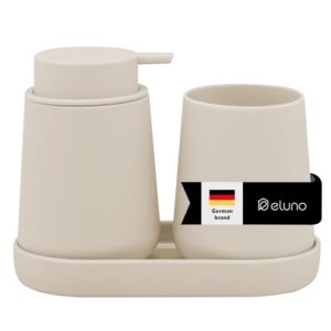 Badezimmer-Set mit Soft-Touch Oberfläche, Beige, aus Kunststoff, ideal für Badezimmer und Küche