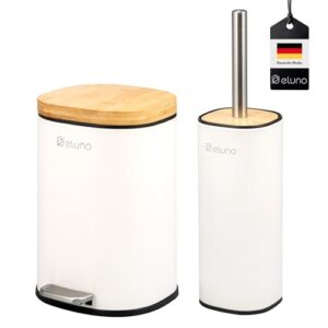 Badezimmer Zubehör Set FRAMURA 2tlg. aus Kosmetikeimer mit Soft-Close Deckel und WC-Garnitur in Weiß