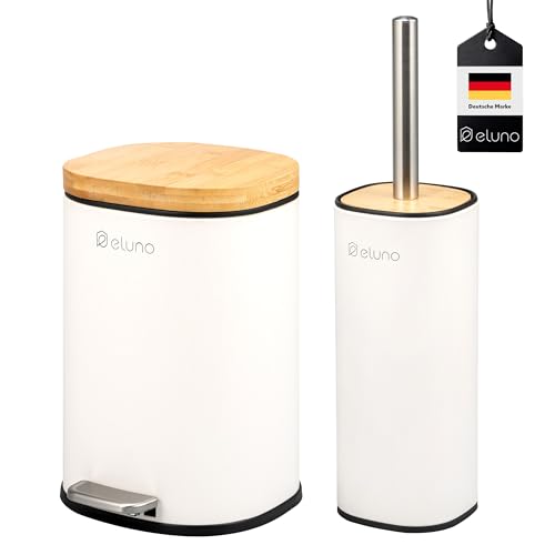 Badezimmer Zubehör Set FRAMURA 2tlg. aus Kosmetikeimer mit Soft-Close Deckel und WC-Garnitur in Weiß