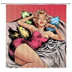 Eleganter Duschvorhang mit Marilyn Monroe Motiv, hochwertiges Polyester-Material, maschinell waschbar und wasserdicht, perfekt für ein luxuriöses Bad-Erlebnis