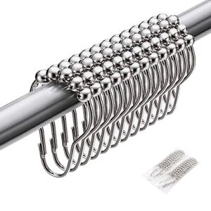 Edelstahl Duschvorhang-Haken mit Gleitsystem, 24 Stück, Silber, für Badestange