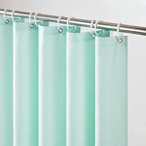 Furlinic Duschvorhang Überlänge 180x210 cm für Badewanne und Bad, Wasserabweisender Schwerer Badvorhang aus Stoff mit 12 Duschvorhangringen, Waffelmuster Grün