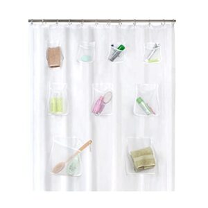 Transparenter PEVA Duschvorhang Liner Wasserdicht Durchscheinender Duschvorhang Liner mit Taschen, ideal für Badezimmer und Dusche 180 x 180 cm